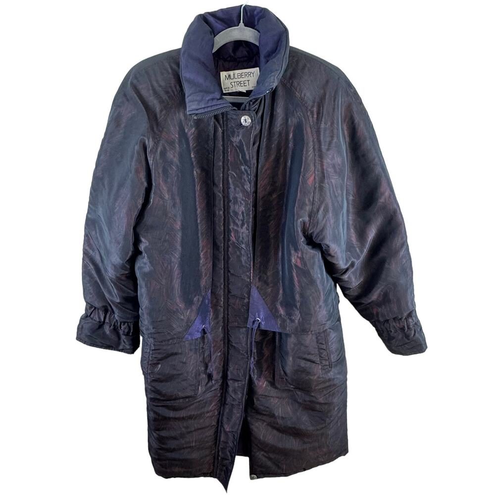 Mulberry Street Vintage Long Padded Shimmery Lined Full Zip Jacket Size S